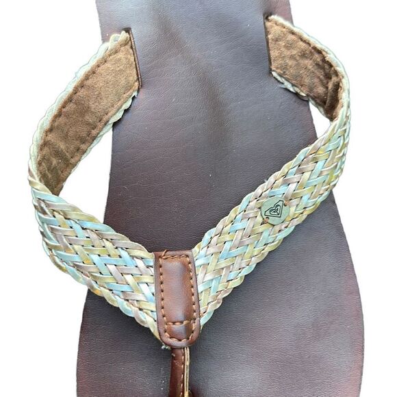 Roxy Braided Leather Flip Flop Sandals Size 9 Euc - Picture 6 of 6